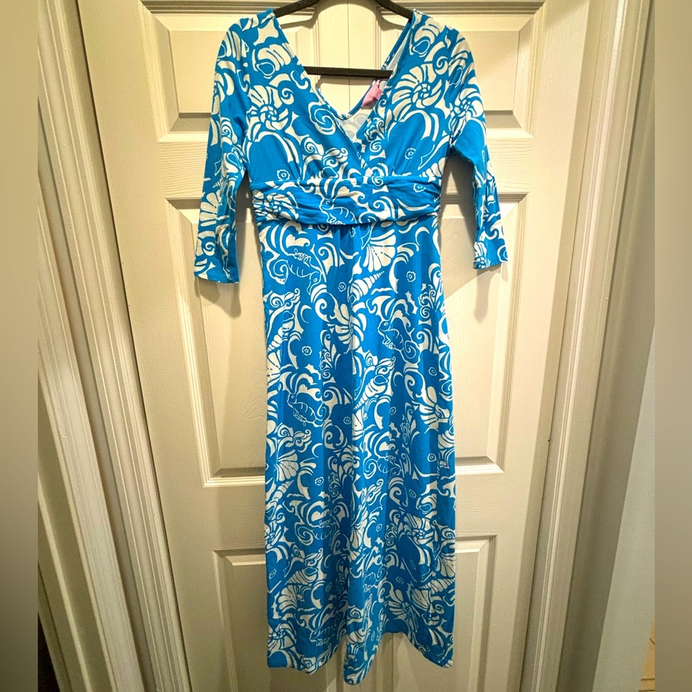 Lilly Pulitzer Gloria Maxi Dress, in Ariel Blue Tide Pools, Small